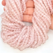 Rose Quartz 4-5mm Faceted Round Shape AA+ Grade Gemstone Beads Strand - Total 1 Strand of 14 Inch.