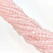 Rose Quartz 4-5mm Faceted Round Shape AA+ Grade Gemstone Beads Strand - Total 1 Strand of 14 Inch.