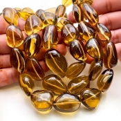 Whisky Quartz 17-29mm Smooth Nugget Shape AAA Grade Gemstone Beads Strand - Total 1 Strand of 16 Inch.