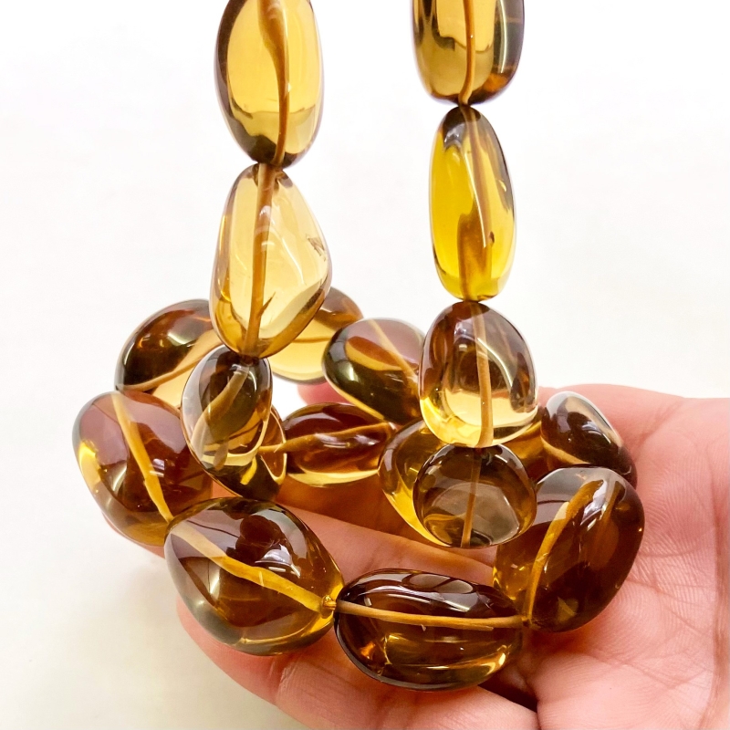 Whisky Quartz 17-29mm Smooth Nugget Shape AAA Grade Gemstone Beads Strand - Total 1 Strand of 16 Inch.
