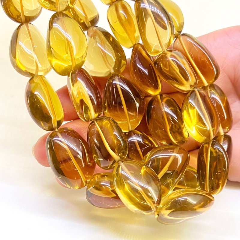 Whisky Quartz 16-25mm Smooth Nugget Shape AAA Grade Gemstone Beads Strand - Total 1 Strand of 16 Inch.