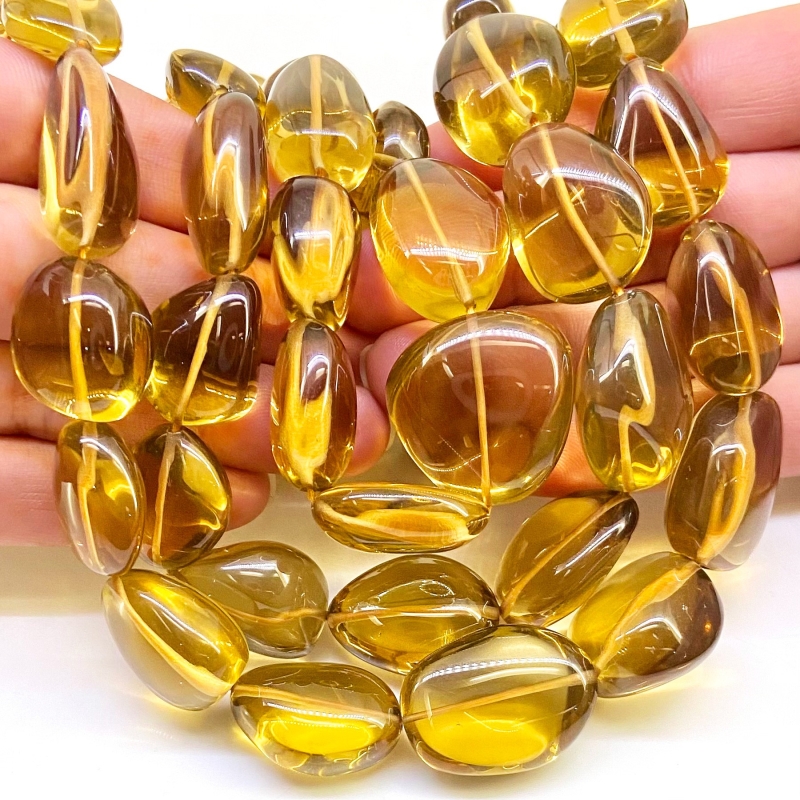 Whisky Quartz 16-25mm Smooth Nugget Shape AAA Grade Gemstone Beads Strand - Total 1 Strand of 16 Inch.