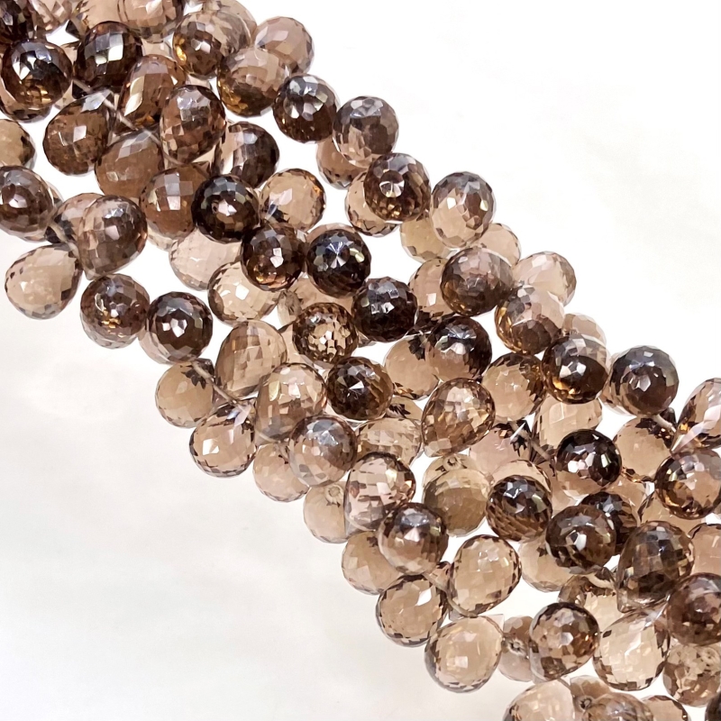 Smoky Quartz 11mm Briolette Drop Shape AAA Grade Gemstone Beads Strand - Total 1 Strand of 8 Inch.