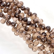Smoky Quartz 11mm Briolette Drop Shape AAA Grade Gemstone Beads Strand - Total 1 Strand of 8 Inch.