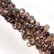 Smoky Quartz 11mm Briolette Drop Shape AAA Grade Gemstone Beads Strand - Total 1 Strand of 8 Inch.