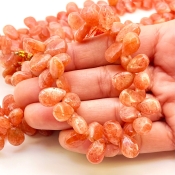 Sun Stone 11-14mm Smooth Pear Shape A Grade Gemstone Beads Strand - Total 1 Strand of 8 Inch.