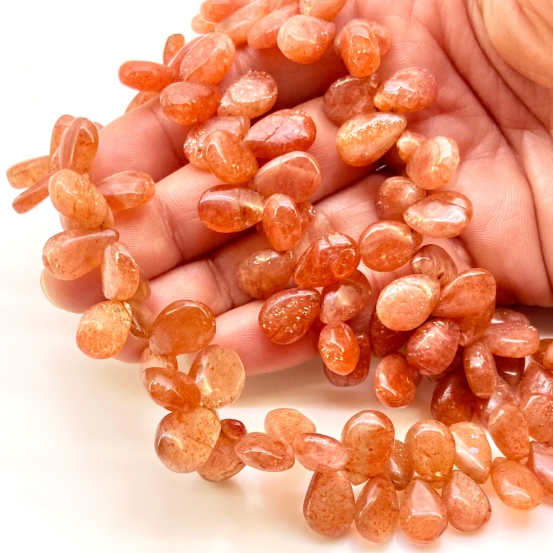 Sun Stone 11-14mm Smooth Pear Shape A Grade Gemstone Beads Strand - Total 1 Strand of 8 Inch.