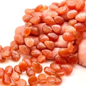 Sun Stone 12-15mm Smooth Pear Shape A Grade Gemstone Beads Strand - Total 1 Strand of 8 Inch.