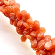 Sun Stone 12-15mm Smooth Pear Shape A Grade Gemstone Beads Strand - Total 1 Strand of 8 Inch.