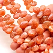 Sun Stone 12-15mm Smooth Pear Shape A Grade Gemstone Beads Strand - Total 1 Strand of 8 Inch.