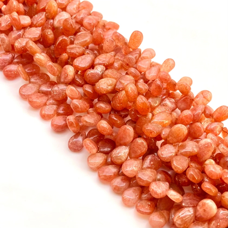 Sun Stone 9-11mm Smooth Pear Shape A Grade Gemstone Beads Strand - Total 1 Strand of 8 Inch.