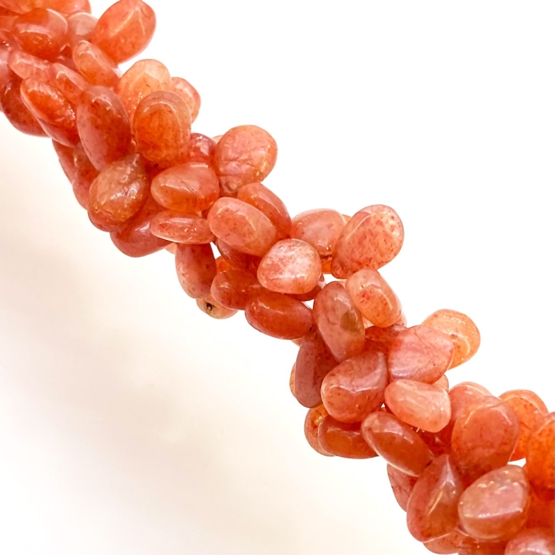 Sun Stone 9-11mm Smooth Pear Shape A Grade Gemstone Beads Strand - Total 1 Strand of 8 Inch.