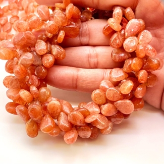 Sun Stone 9-11mm Smooth Pear Shape A Grade Gemstone Beads Strand - Total 1 Strand of 8 Inch.