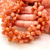 Sun Stone 9-11mm Smooth Pear Shape A Grade Gemstone Beads Strand - Total 1 Strand of 8 Inch.