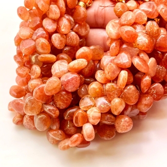 Sun Stone 7-10mm Smooth Heart Shape A Grade Gemstone Beads Lot - Total 7 Strands of 8 Inch.