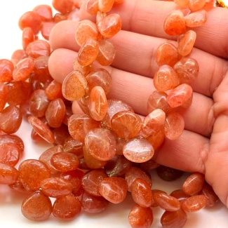 Sun Stone 9-13mm Smooth Heart Shape A Grade Gemstone Beads Lot - Total 6 Strands of 8 Inch.