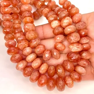 Sun Stone 7-13mm Faceted Rondelle Shape A Grade Gemstone Beads Strand - Total 1 Strand of 15 Inch.