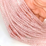 Rose Quartz 3.5-4mm Faceted Round Shape AA+ Grade Gemstone Beads Strand - Total 1 Strand of 14 Inch.