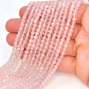 Rose Quartz 3.5-4mm Faceted Round Shape AA+ Grade Gemstone Beads Strand - Total 1 Strand of 14 Inch.