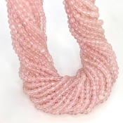 Rose Quartz 3.5-4mm Faceted Round Shape AA+ Grade Gemstone Beads Strand - Total 1 Strand of 14 Inch.