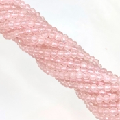 Rose Quartz 3.5-4mm Faceted Round Shape AA+ Grade Gemstone Beads Strand - Total 1 Strand of 14 Inch.