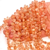 Sun Stone 7-10mm Briolette Drop Shape AA Grade Gemstone Beads Strand - Total 1 Strand of 8 Inch.