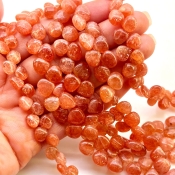 Sun Stone 6-9mm Smooth Heart Shape A Grade Gemstone Beads Lot - Total 5 Strands of 8 Inch.