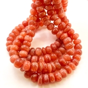 Sun Stone 8.5-11mm Smooth Rondelle Shape AA Grade Gemstone Beads Strand - Total 1 Strand of 18 Inch.