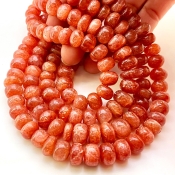 Sun Stone 8.5-11mm Smooth Rondelle Shape AA Grade Gemstone Beads Strand - Total 1 Strand of 18 Inch.