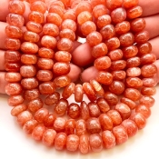 Sun Stone 8.5-11mm Smooth Rondelle Shape AA Grade Gemstone Beads Strand - Total 1 Strand of 18 Inch.