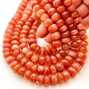Sun Stone 8.5-11mm Smooth Rondelle Shape AA Grade Gemstone Beads Strand - Total 1 Strand of 18 Inch.