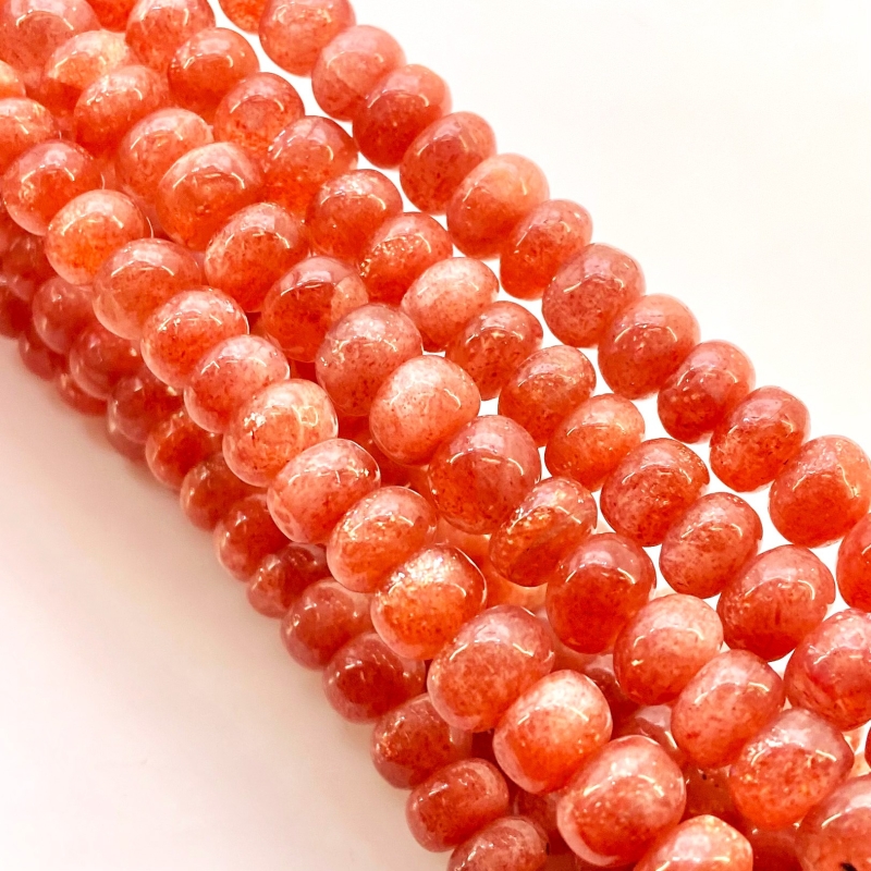 Sun Stone 8.5-11mm Smooth Rondelle Shape AA Grade Gemstone Beads Strand - Total 1 Strand of 18 Inch.