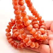 Sun Stone 8.5-11mm Smooth Rondelle Shape AA Grade Gemstone Beads Strand - Total 1 Strand of 18 Inch.