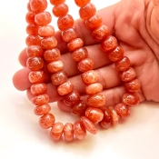Sun Stone 8.5-11mm Smooth Rondelle Shape AA Grade Gemstone Beads Strand - Total 1 Strand of 18 Inch.