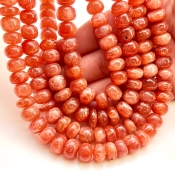 Sun Stone 8.5-11mm Smooth Rondelle Shape AA Grade Gemstone Beads Strand - Total 1 Strand of 18 Inch.