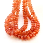 Sun Stone 9-10mm Smooth Rondelle Shape AA Grade Gemstone Beads Strand - Total 1 Strand of 13 Inch.