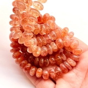 Sun Stone 9-10mm Smooth Rondelle Shape AA Grade Gemstone Beads Strand - Total 1 Strand of 13 Inch.