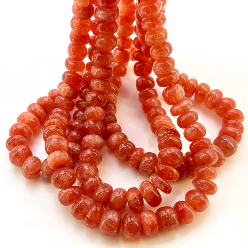 Sun Stone 7-11mm Smooth Rondelle Shape AA Grade Gemstone Beads Strand - Total 1 Strand of 18 Inch.