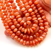 Sun Stone 7-11mm Smooth Rondelle Shape AA Grade Gemstone Beads Strand - Total 1 Strand of 18 Inch.