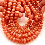 Sun Stone 7-11mm Smooth Rondelle Shape AA Grade Gemstone Beads Strand - Total 1 Strand of 18 Inch.