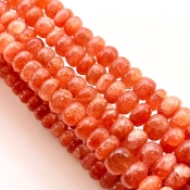 Sun Stone 7-11mm Smooth Rondelle Shape AA Grade Gemstone Beads Strand - Total 1 Strand of 18 Inch.