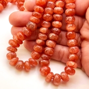 Sun Stone 7-11mm Smooth Rondelle Shape AA Grade Gemstone Beads Strand - Total 1 Strand of 18 Inch.