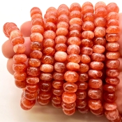 Sun Stone 7-11mm Smooth Rondelle Shape AA Grade Gemstone Beads Strand - Total 1 Strand of 18 Inch.