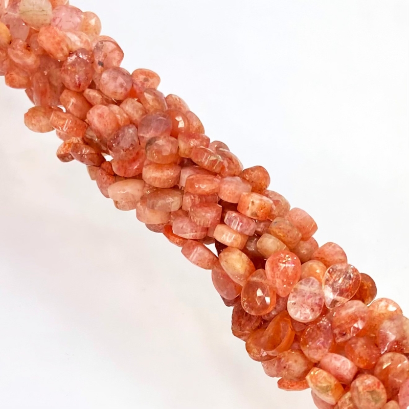 Sun Stone 7mm Briolette Heart Shape AA Grade Gemstone Beads Strand - Total 1 Strand of 6 Inch.