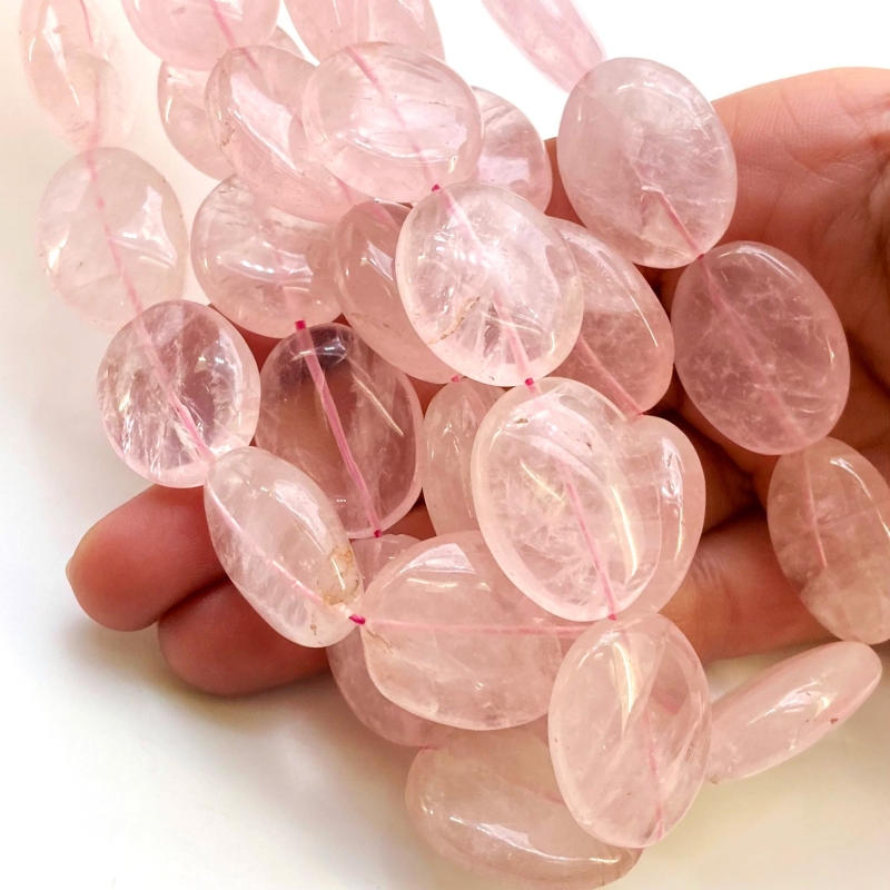 Rose Quartz 18-26mm Smooth Oval Shape A+ Grade Gemstone Beads Strand - Total 1 Strand of 16 Inch.
