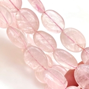 Rose Quartz 18-26mm Smooth Oval Shape A+ Grade Gemstone Beads Strand - Total 1 Strand of 16 Inch.