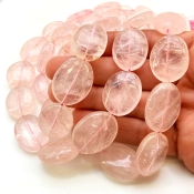 Rose Quartz 18-26mm Smooth Oval Shape A+ Grade Gemstone Beads Strand - Total 1 Strand of 16 Inch.