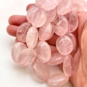 Rose Quartz 18-26mm Smooth Oval Shape A+ Grade Gemstone Beads Strand - Total 1 Strand of 16 Inch.