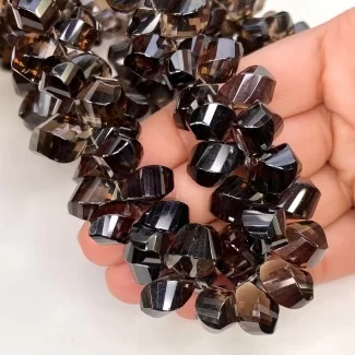 Smoky Quartz 12-15mm Briolette Twisted Shape AAA Grade Gemstone Beads Strand - Total 1 Strand of 8 Inch.