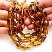 Beer Quartz 9-18.5mm Smooth Nugget Shape AAA Grade Gemstone Beads Strand - Total 1 Strand of 16 Inch.